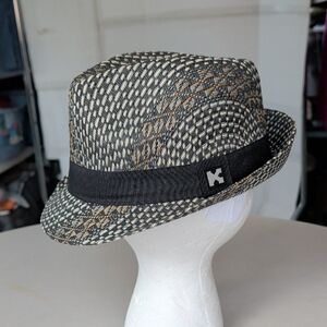 Kenny K Stylish Black and Tan Fedora Medium 100%natural Fiber Hat Men's Chic